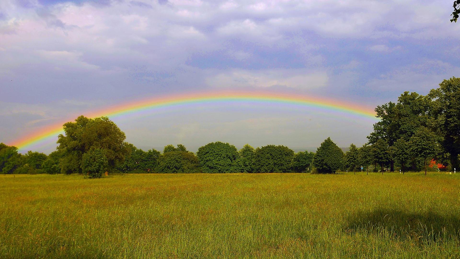 Regenbogen über einer Wiese, aufgenommen am 22.05.2011. Regenbogen über einer Wiese, aufgenommen am 22.05.2011.
