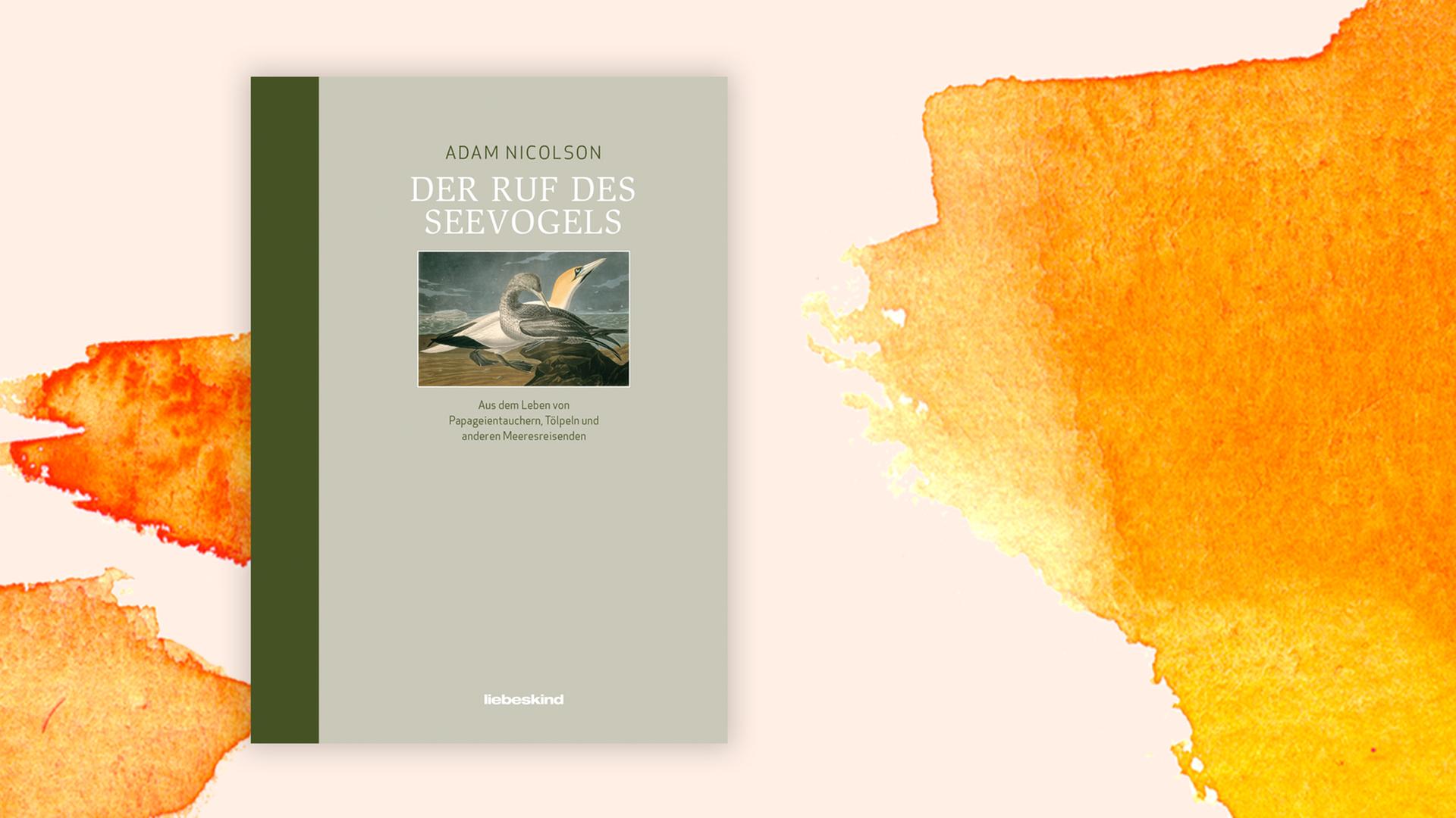 Cover des Buchs "Der Ruf des Seevogels" von Adam Nicolson. Das blass beige-grüne Cover ist mit einer farbigen Zeichnung von zwei Vögeln versehen.