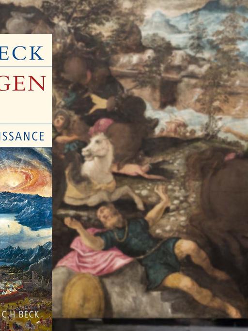 Buchcover "Der Morgen der Welt" von Bernd Roeck / im Hintergrund: Gemälde von Jacopo Tintoretto "Die Bekehrung des Saulus"
