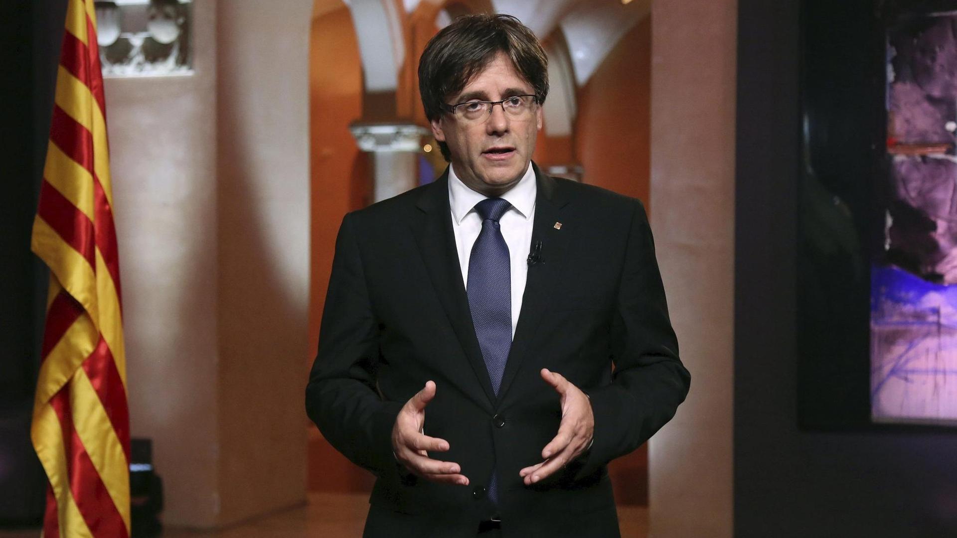 Regionalpräsident Carles Puigdemont in einer Aufnahme vom 10. September 2016 Regionalpräsident Carles Puigdemont in einer Aufnahme vom 10. September 2016