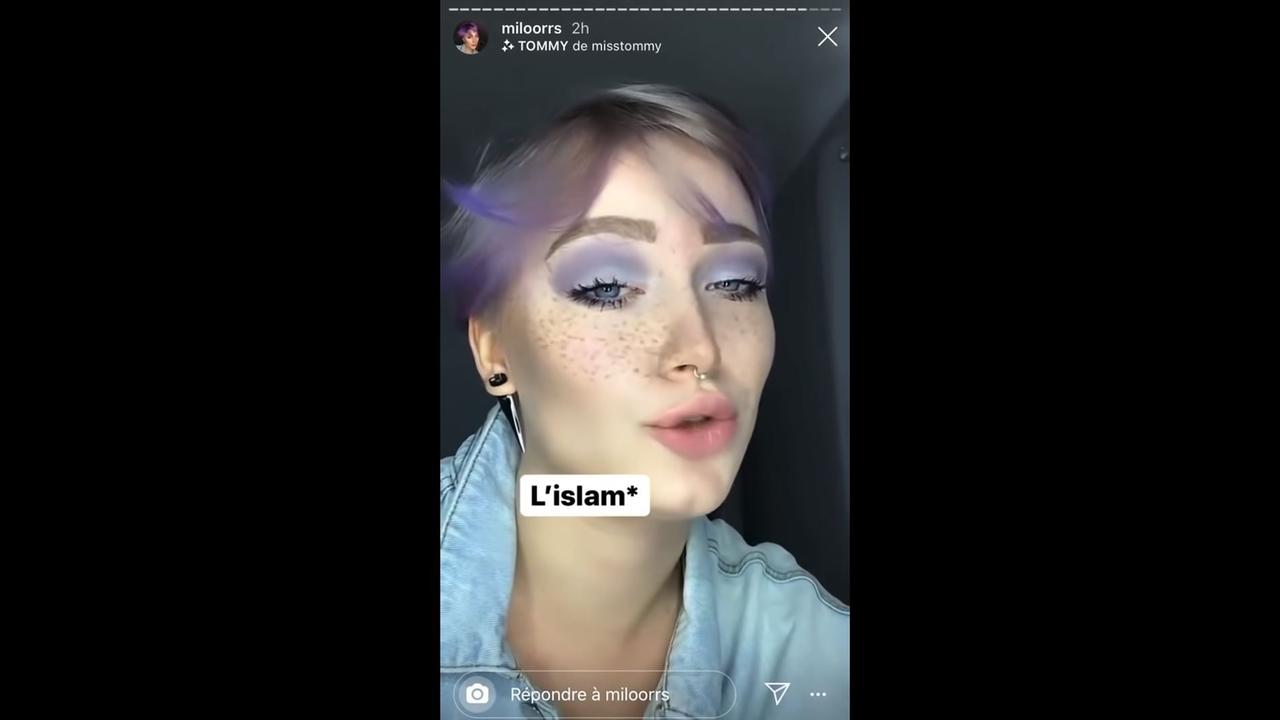 Screenshot eines Videos, dass die Französin Mila in sozialen Netzwerken gepostet hat.