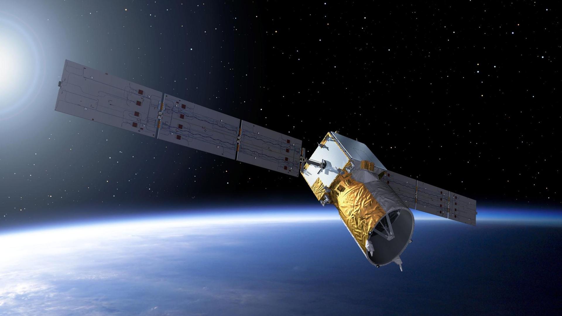Der Erdforschungssatellit Aeolus (undatierte grafische Darstellung). Ein Satellit der europäischen Raumfahrtagentur Esa ist einem «Starlink»-Satelliten des Raumfahrtunternehmens SpaceX ausgewichen. Der Erdforschungssatellit Aeolus (undatierte grafische Darstellung). Ein Satellit der europäischen Raumfahrtagentur Esa ist einem «Starlink»-Satelliten des Raumfahrtunternehmens SpaceX ausgewichen.