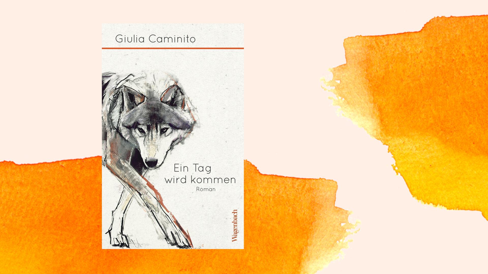 Cover des Buchs "Ein Tag wird kommen" von Giulia Caminito vor orangenem Pastellhintergrund
