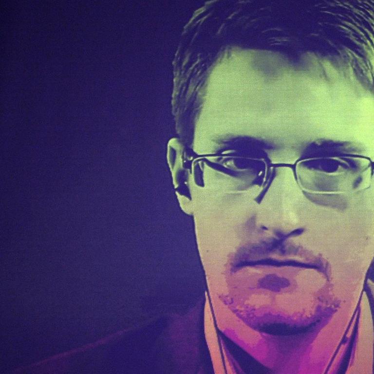 NSA-Whistleblower Edward Snowden bei einer Videokonferenz mit dem Europarat in Straßburg.