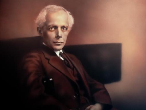 Koloriertes Porträt des Komponisten Béla Bartók