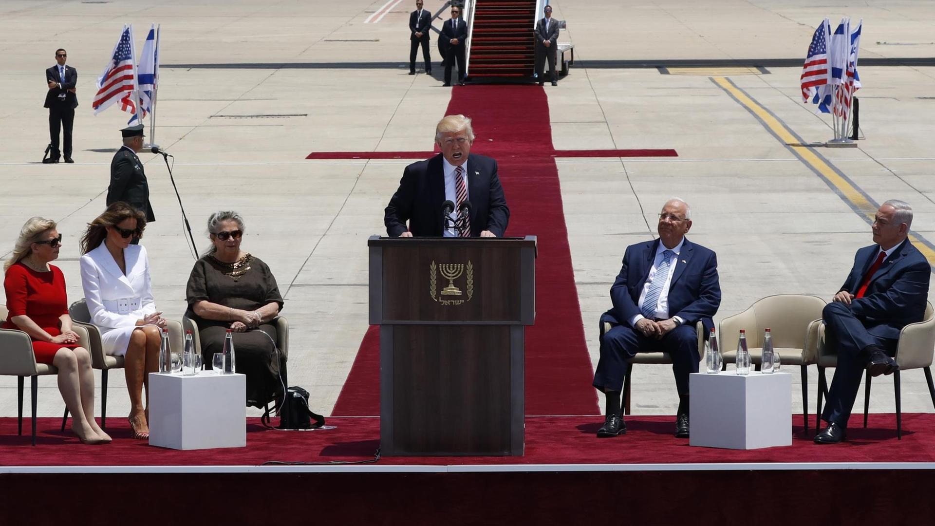 US-Präsident Trump spricht in Tel Aviv. US-Präsident Trump spricht in Tel Aviv.