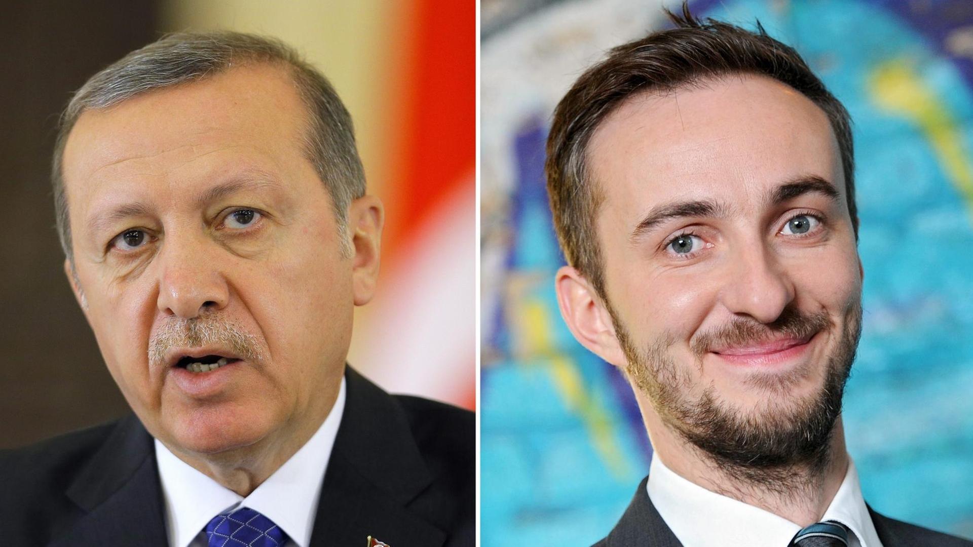 Der türkische Präsident Recep Tayyip Erdogan und ZDF-Moderator Jan Böhmermann in verschiedenen Aufnahmen nebeneinander. Der türkische Präsident Recep Tayyip Erdogan und ZDF-Moderator Jan Böhmermann in verschiedenen Aufnahmen nebeneinander.
