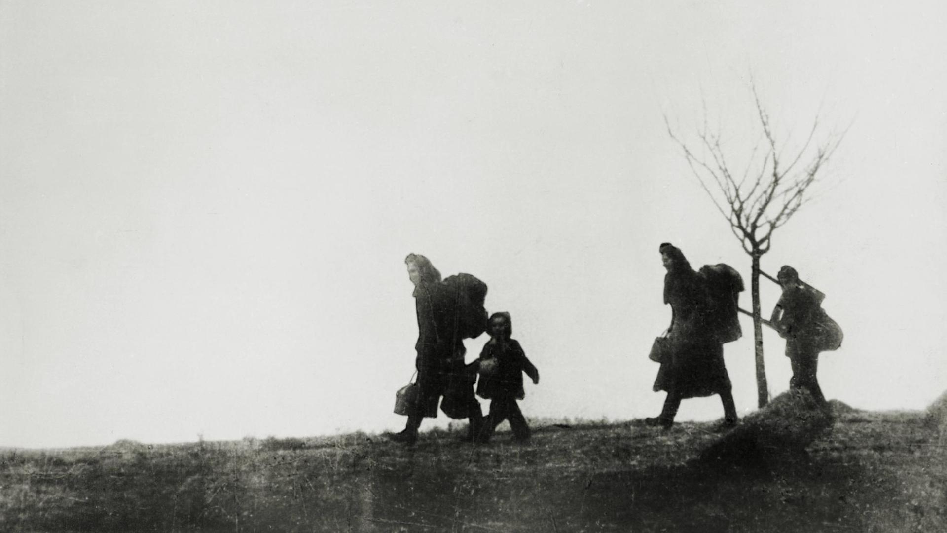 Flüchtlingstreck 1945 auf dem Weg nach Westen. Flüchtlingstreck 1945 auf dem Weg nach Westen.