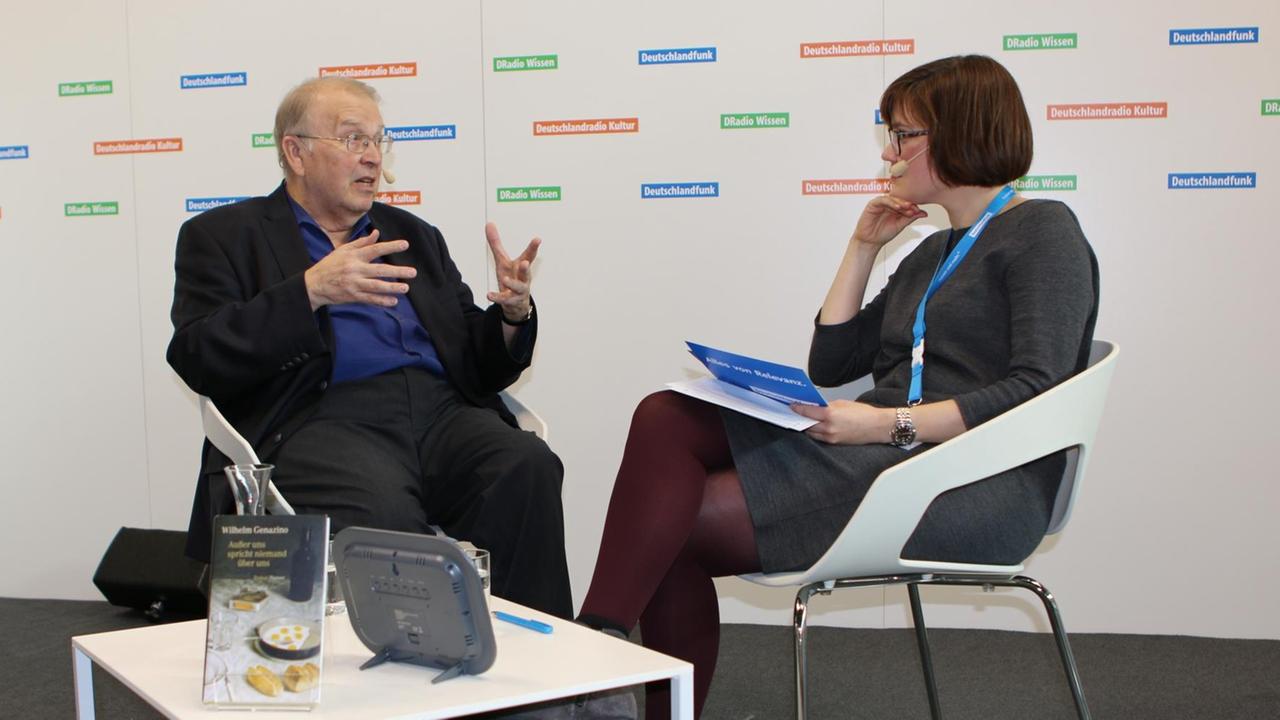 Der Autor Wilhelm Genazino im Gespräch mit Maja Ellmenreich auf der Buchmesse Frankfurt 2016