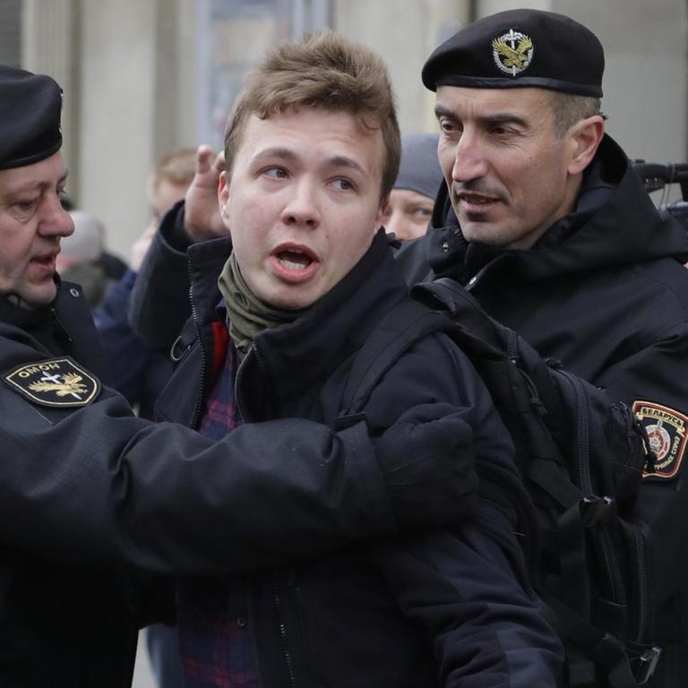 März 2017: Bereits damals wurde der Regimekritiker und Blogger Roman Protasewitsch bei Protesten in Minks verhaftet