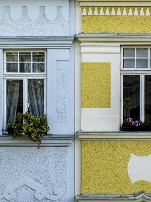 Gelbes und weißes Haus nebeneinander im 18. Bezirk von Wien