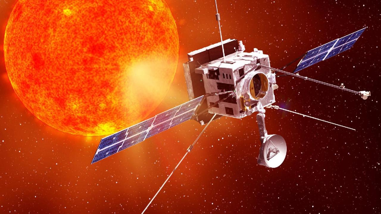 Künstlerische Darstellung des Solar Orbiter im Einsatz Künstlerische Darstellung des Solar Orbiter im Einsatz