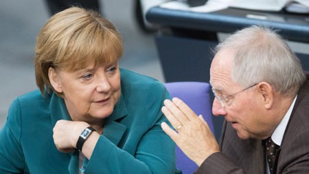 Bundeskanzlerin Merkel und ihr Finanzminister Schäuble, beide CDU