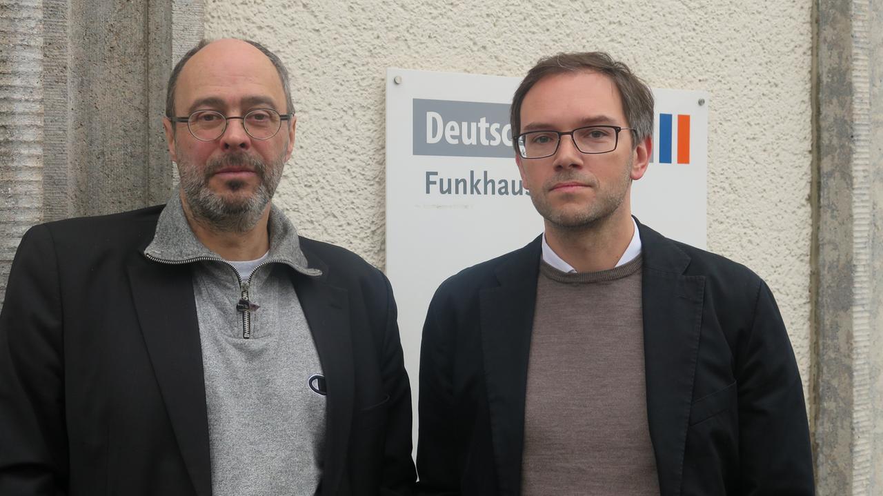Der Publizist Michael Kleeberg (l.) und der Verleger Andreas Rötzer. Der Publizist Michael Kleeberg (l.) und der Verleger Andreas Rötzer.