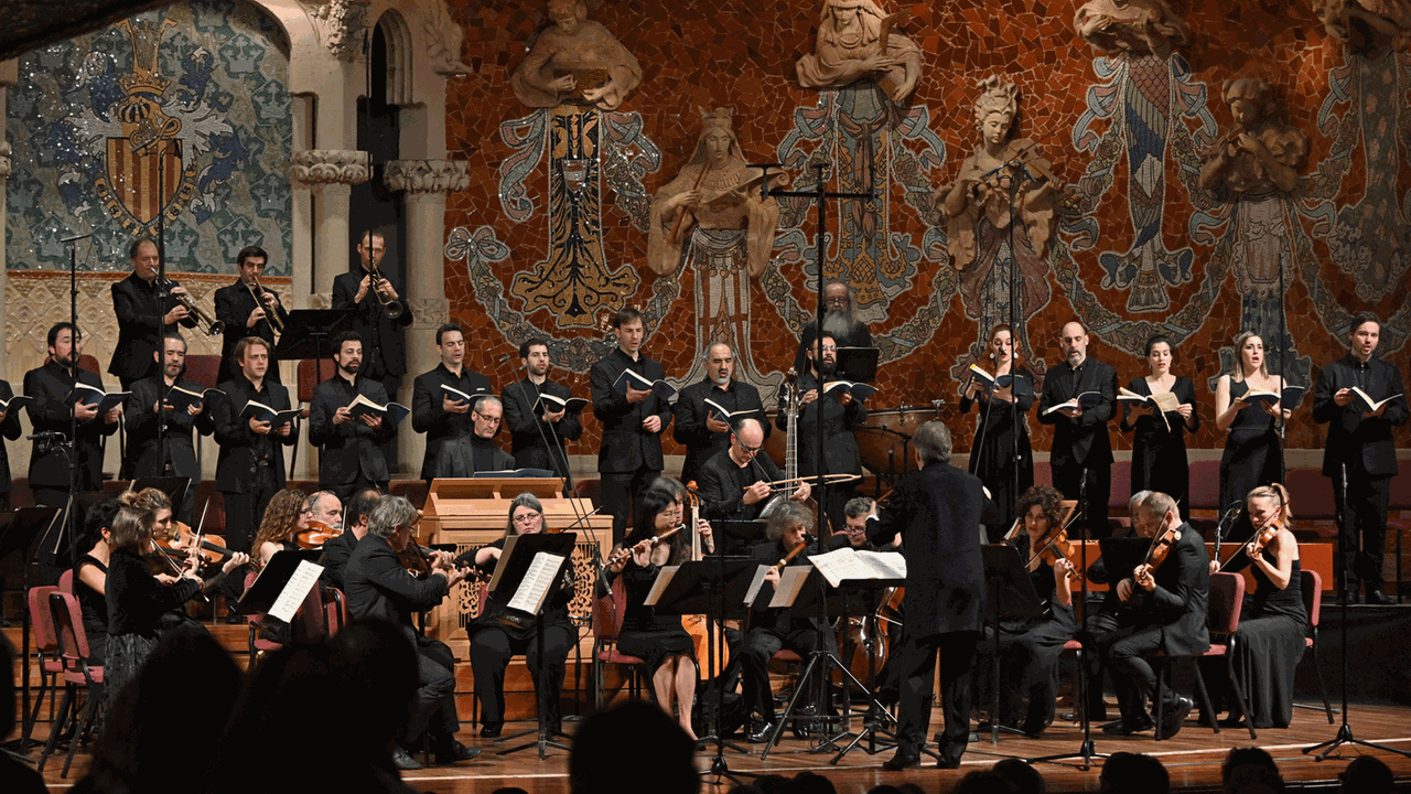 Eine Aufführung von Bachs Weihnachtsoratorium im Palau de la Música Catalana in Barcelona mit Jordi Savall, Solisten, der Capella Reial de Catalunya und Le Concert des Nations am 17.12.2019 Eine Aufführung von Bachs Weihnachtsoratorium im Palau de la Música Catalana in Barcelona mit Jordi Savall, Solisten, der Capella Reial de Catalunya und Le Concert des Nations am 17.12.2019