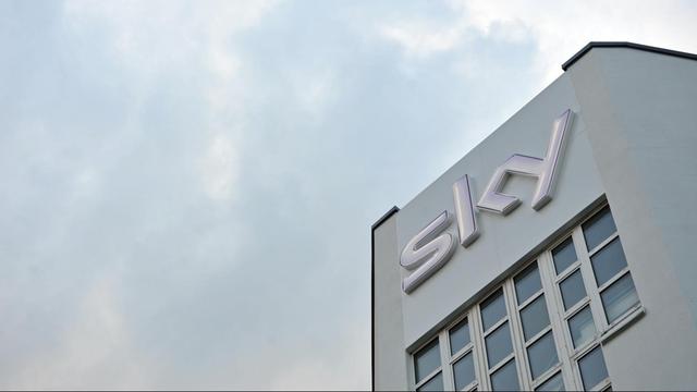 Das Logo des Bezahlsenders Sky Deutschland AG in Unterföhring.