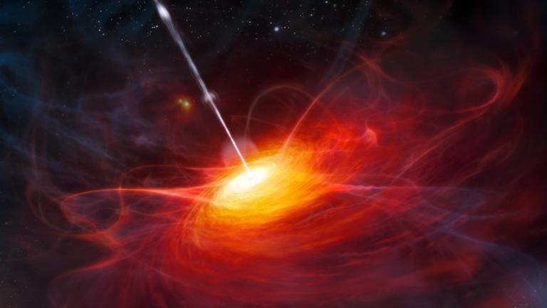Künstlerische Darstellung eines Quasars Künstlerische Darstellung eines Quasars