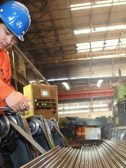 Stahlarbeiter im chinesischen Dalian