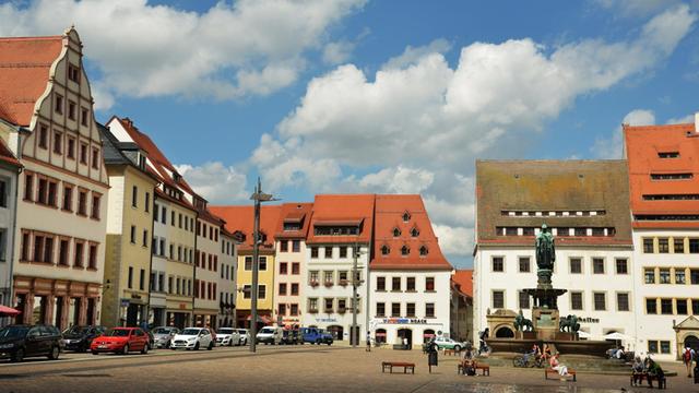 Das historische Zentrum der sächsischen Stadt Freiberg.