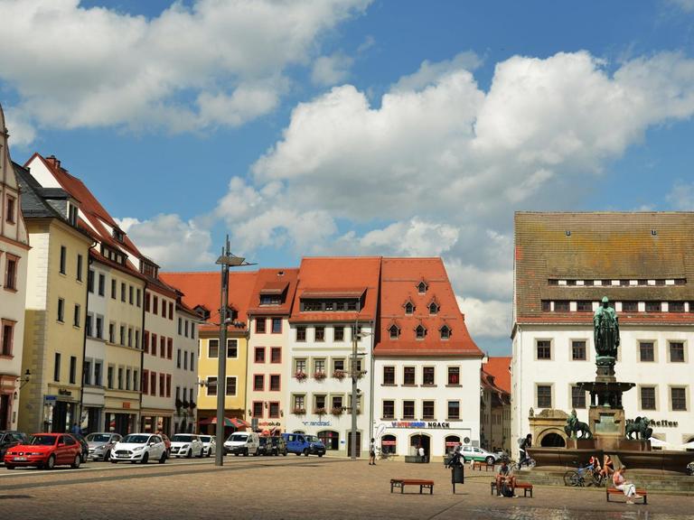 Das historische Zentrum der sächsischen Stadt Freiberg.