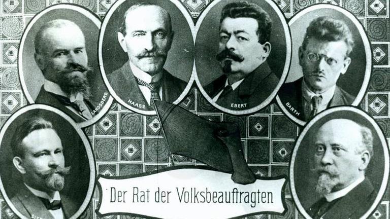 Bildinformationen:Members of the provision German Government, the Rat der Volksbeauftragten, created by the Social Democratic Party in the course of the Revolution of November 1918. Wilhelm Dittmann (1874-1954) Otto Landsberg, Hugo Haase, Friedrich Ebert, Philipp Scheidemann, Emil Barth Bildinformationen:Members of the provision German Government, the Rat der Volksbeauftragten, created by the Social Democratic Party in the course of the Revolution of November 1918. Wilhelm Dittmann (1874-1954) Otto Landsberg, Hugo Haase, Friedrich Ebert, Philipp Scheidemann, Emil Barth