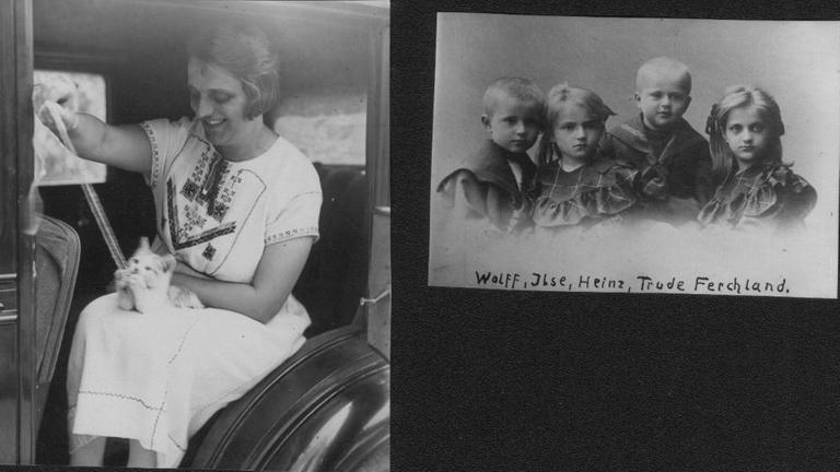 Tante Trude mit Katze auf einem Familienfoto Tante Trude mit Katze auf einem Familienfoto