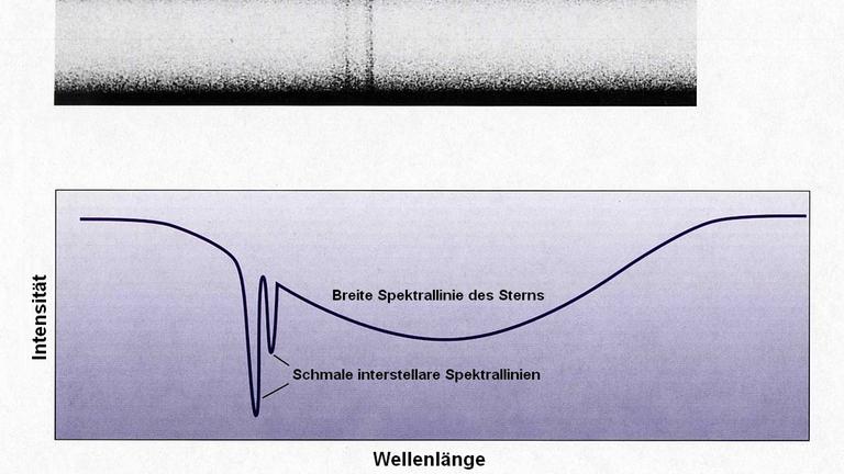Interstellare Materie machte sich als schmale, dunkle Linien in Sternspektren bemerkbar Interstellare Materie machte sich als schmale, dunkle Linien in Sternspektren bemerkbar