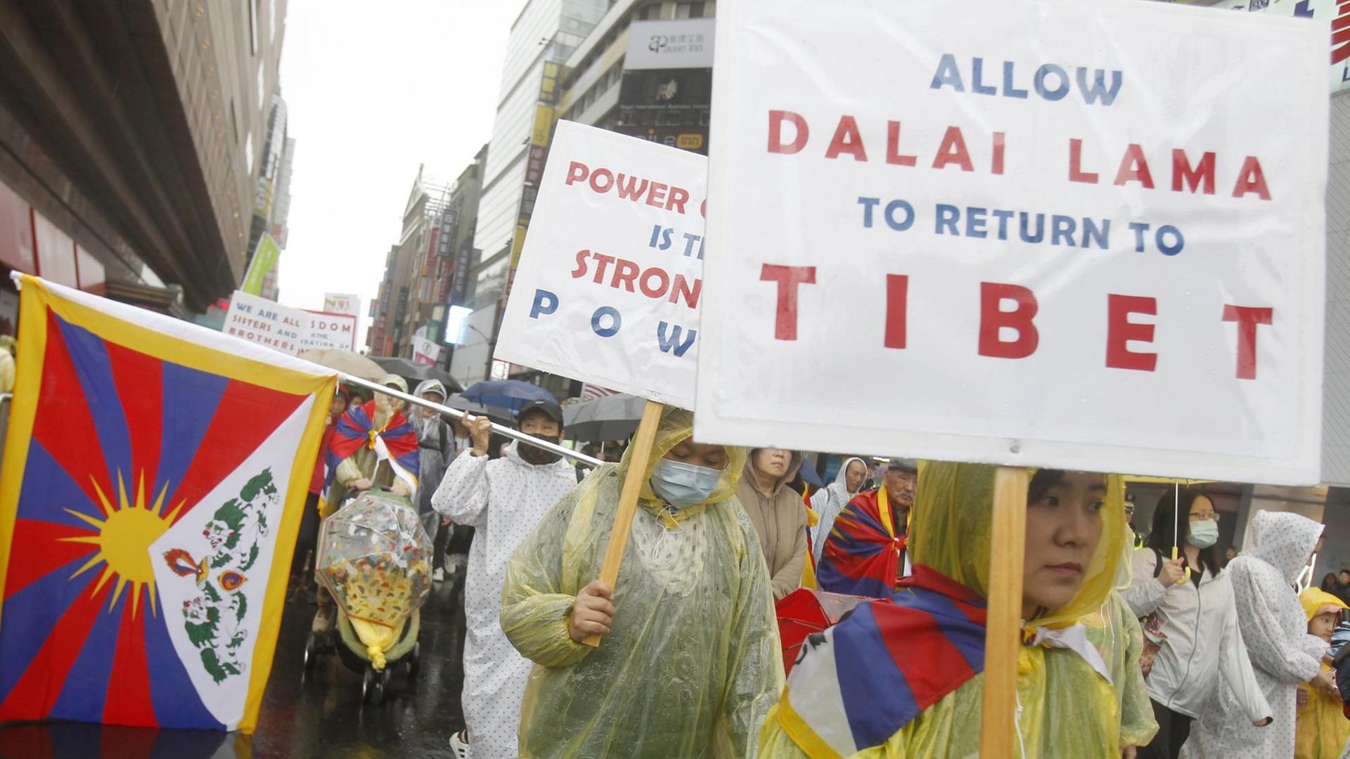 Tibetaner und Unterstützer demonstrieren am 10. März 2019 in Taiwan anlässlich des 60t. Jahrestages des Tibetanischen Aufstandes 1959