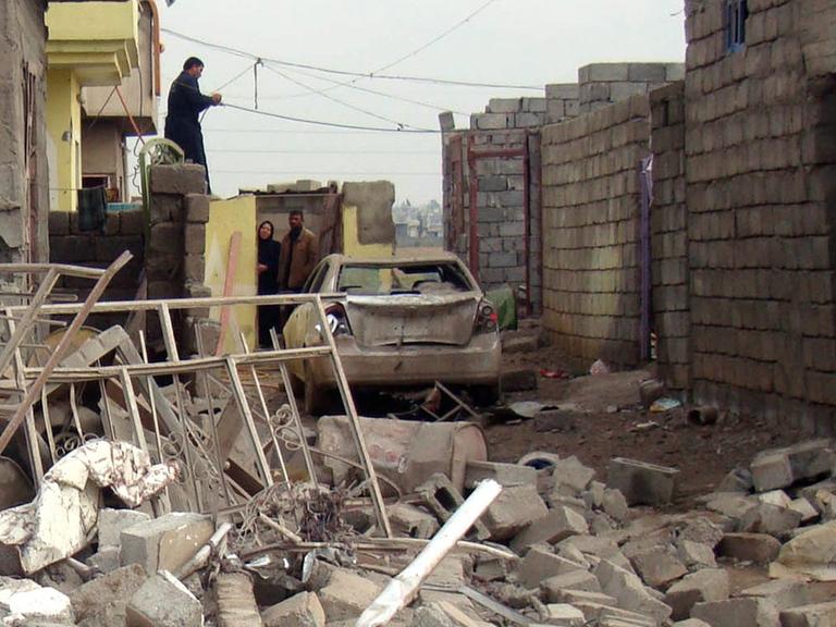 Ein zerstörtes Haus in Mossul nach einem Bombenanschlag.