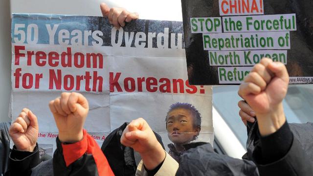 Südkoreanische Menschenrechtsaktivisten protestieren für ihre nordkoreanischen Nachbarn