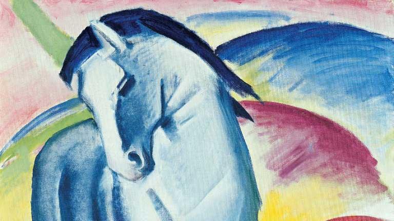 Das Gemälde "Blaues Pferd I" von Franz Marc aus dem Jahr 1911 Das Gemälde "Blaues Pferd I" von Franz Marc aus dem Jahr 1911