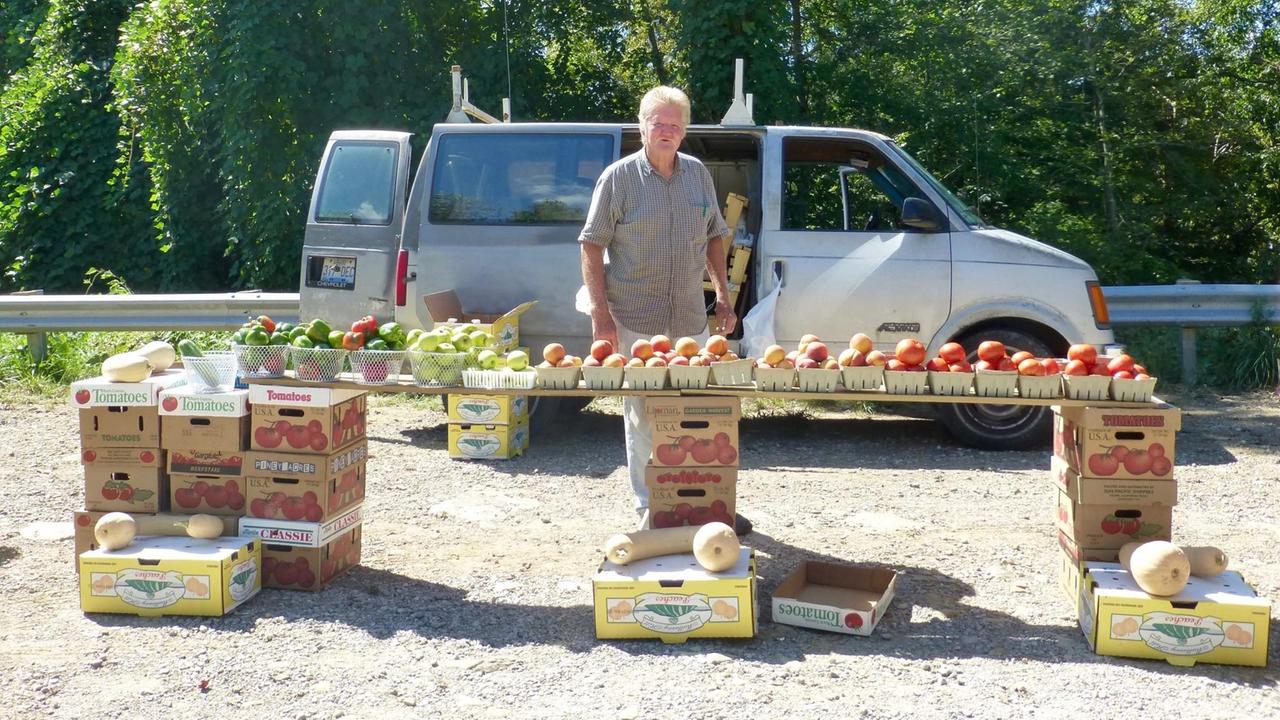 Ron Shepherd an seinem Verkaufsstand Ron Shepherd an seinem Verkaufsstand