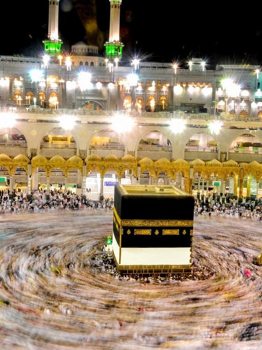 Die Kaaba in der Mitte der Heiligen Moschee in Mekka, Saudi Arabien, 17.8.2018