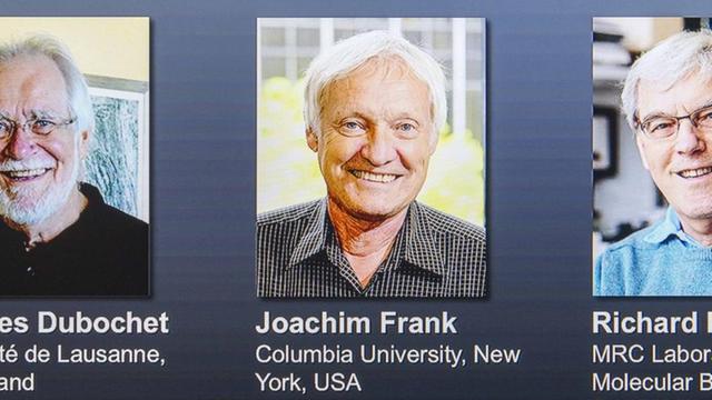 Die Gewinner des Chemie-Nobelpreises 2017: Jacques Dubochet, Joachim Frank und Richard Henderson (v l. nach r.)
