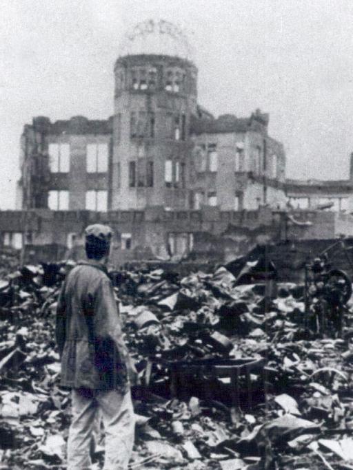 Das zerstörte Hiroshima nach dem Abwurf der Atombombe durch die US-Amerikaner am 06.08.1945