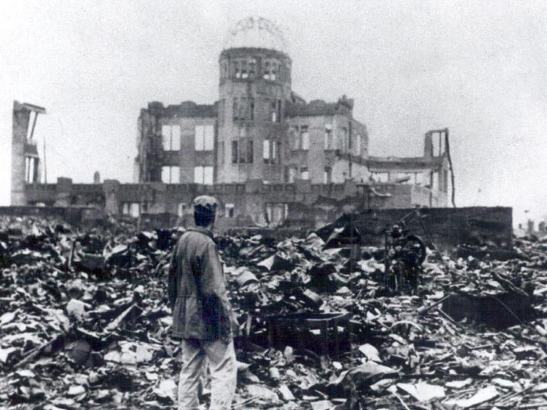 Das zerstörte Hiroshima nach dem Abwurf der Atombombe durch die US-Amerikaner am 06.08.1945