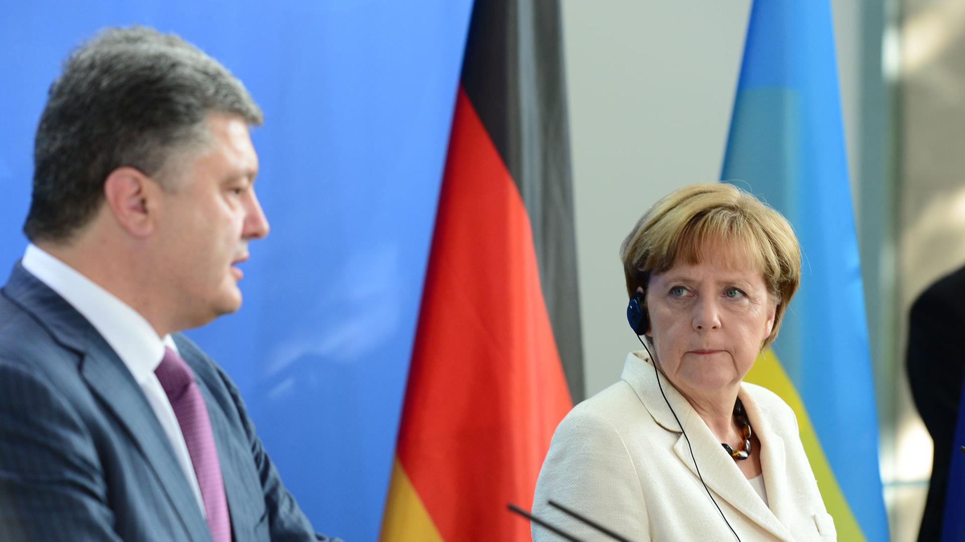 Bundeskanzlerin Angela Merkel und Ukraines Staatspräsident Petro Poroschenko