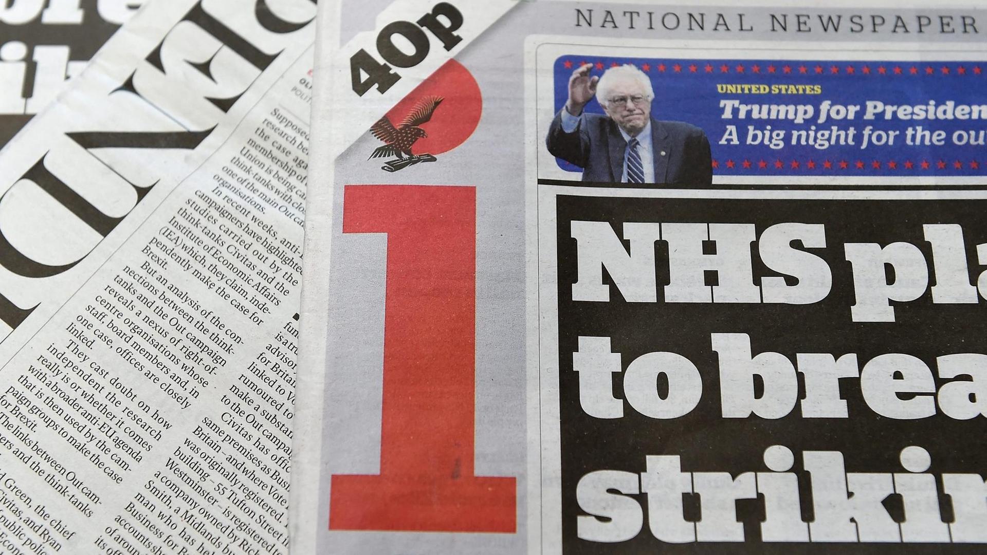 Der "Independant" und die "Independent-i-print-Ausgabe an einem Verkaufsstand in London (Großbritannien) am 11.02.2016. Medienberichten zufolge stellt der russische Eigner Lebedew die Zeitung ein. Der "Independant" und die "Independent-i-print-Ausgabe an einem Verkaufsstand in London (Großbritannien) am 11.02.2016. Medienberichten zufolge stellt der russische Eigner Lebedew die Zeitung ein.
