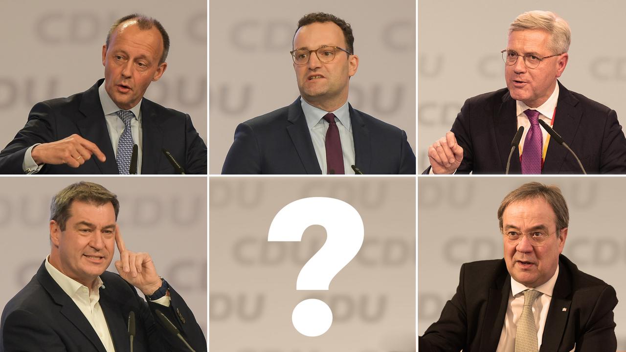 Mögliche Unions-Kanzlerkandidaten Friedrich Merz, Jens Spahn, Norbert Röttgen, Markus Söder und Armin Laschet Mögliche Unions-Kanzlerkandidaten Friedrich Merz, Jens Spahn, Norbert Röttgen, Markus Söder und Armin Laschet