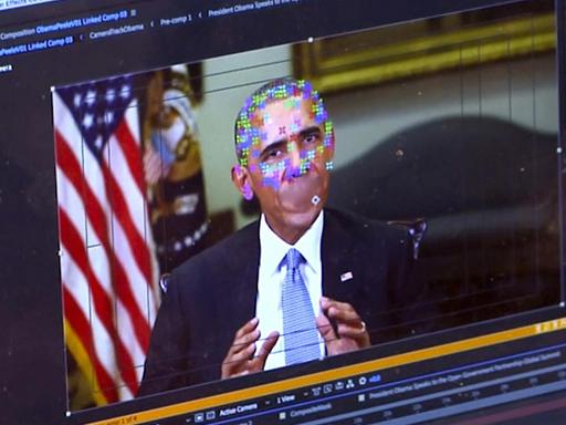 Das Bild zeigt den früheren US-Präsidenten  Barack Obama in einem gefälschten Video