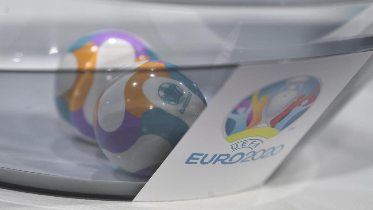 NYON,SWITZERLAND - NOVEMBER 22: A detailed view of the draw pots and balls before the UEFA EURO 2020 Play-offs Draw at UEFA Headquarters on November 22, 2019 in Nyon, Switzerland. (Photo by Alexander Scheuber - UEFA/UEFA via Getty Images) NYON,SWITZERLAND - NOVEMBER 22: A detailed view of the draw pots and balls before the UEFA EURO 2020 Play-offs Draw at UEFA Headquarters on November 22, 2019 in Nyon, Switzerland. (Photo by Alexander Scheuber - UEFA/UEFA via Getty Images)