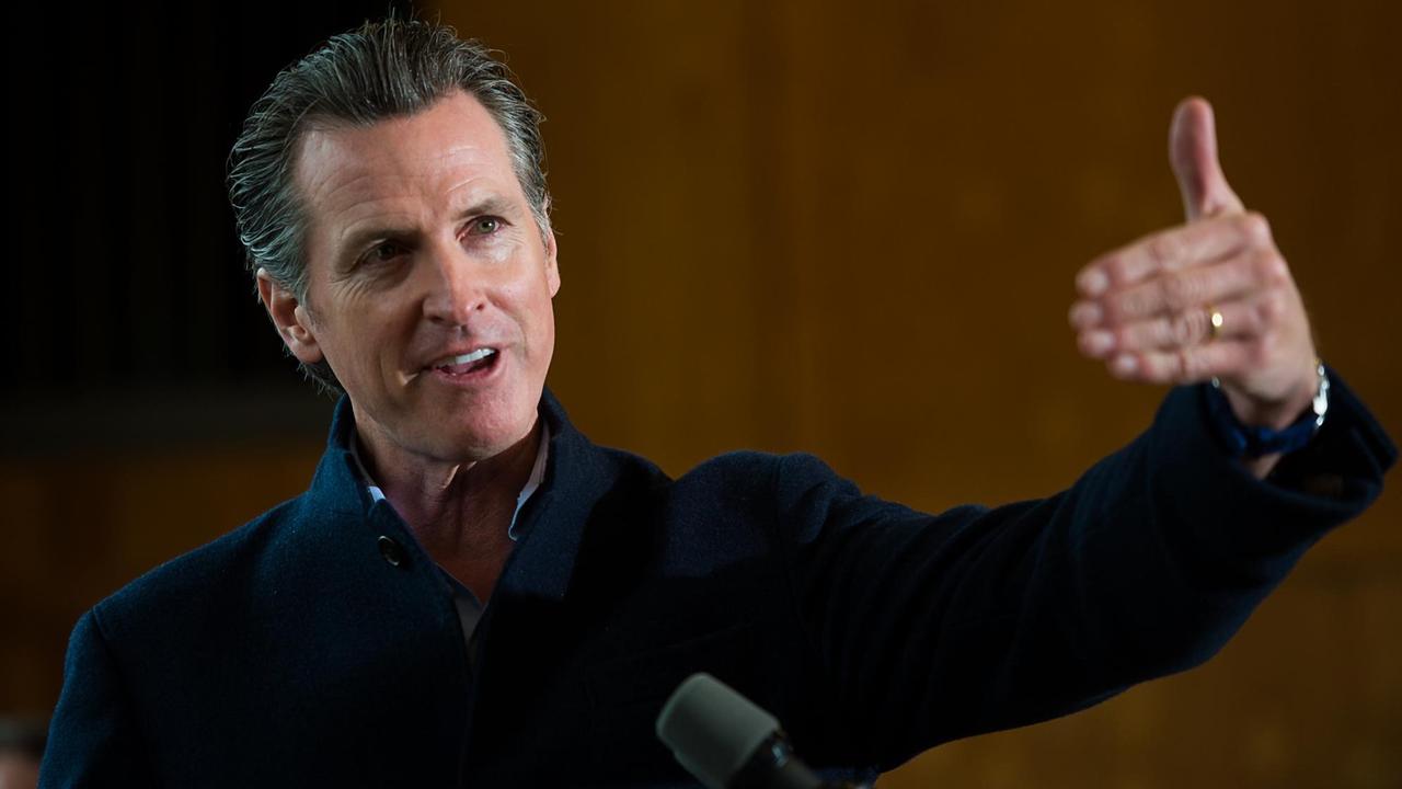 Der Gouverneur von Kalifornien Gavin Newsom während einer Ansprache in Colfax im Januar 2019. Der Gouverneur von Kalifornien Gavin Newsom während einer Ansprache in Colfax im Januar 2019.