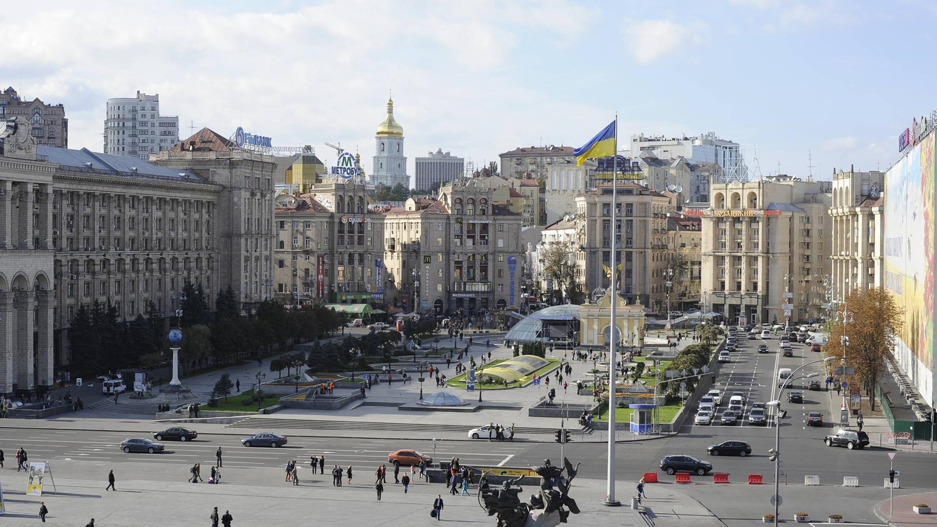 Blick über den Majdan-Platz in Kiew. Blick über den Majdan-Platz in Kiew.