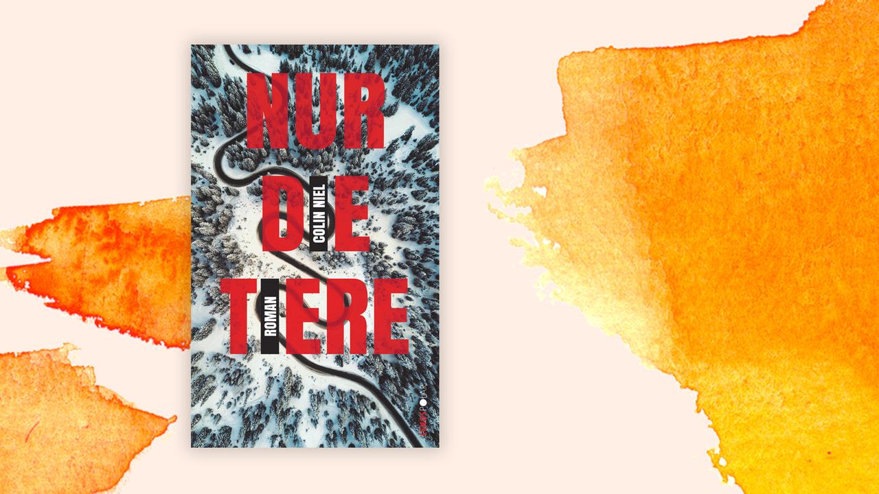 Das Cover von Colin Niels Buch "Nur die Tiere" auf orange weißem Hintergrund.