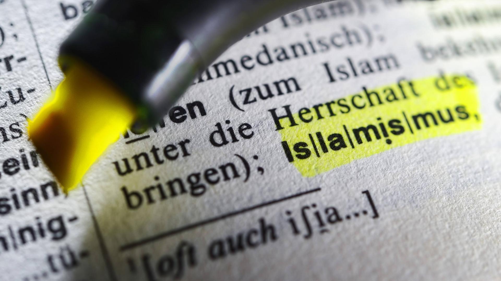 Das Wort Islamismus in einem Lexikon markiert. Das Wort Islamismus in einem Lexikon markiert.