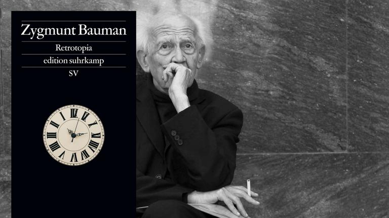 Hintergrundbild: Zygmunt Bauman, Vordergrund das Buchcover