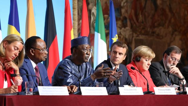 Nach dem Migrationsgipfel in Paris mit der EU-Außenbeauftraten Mogherini, dem Präsidenten von Niger, Issoufou, dem Präsidenten des Tschad, Deby, dem französischen Staatschef Macron, Bundeskanzlerin Merkel und dem spanischen Ministerpräsidenten Rajoy.