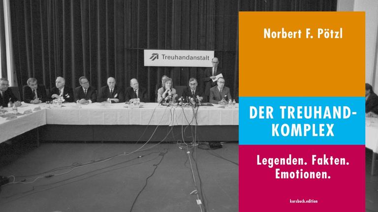 Cover-Collage: rechts das Buchvocer "Der Treuhand-Komplex" von Norbert F. Pötzl. Hintergrundfoto: 01.01.1992, Berlin, Ein Konferenzraum in der Treuhand-Anstalt: Birgit Breuel (Chefin), Bundesfinanzminister Theo Waigel, CSU, als oberster Chef und eine ganze Reihe von Treuhand-Direktoren. Cover-Collage: rechts das Buchvocer "Der Treuhand-Komplex" von Norbert F. Pötzl. Hintergrundfoto: 01.01.1992, Berlin, Ein Konferenzraum in der Treuhand-Anstalt: Birgit Breuel (Chefin), Bundesfinanzminister Theo Waigel, CSU, als oberster Chef und eine ganze Reihe von Treuhand-Direktoren.