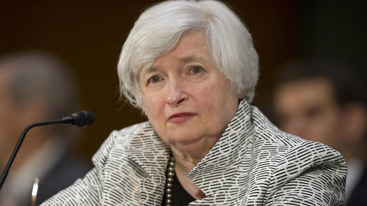 Janet L. Yellen, Chair, Board of Governors of the Federal Reserve System, gives testimony before the United States Senate Committee on Banking, Housing and Urban Affairs on The Semiannual Monetary Policy Report to the Congress. on Capitol Hill in Washington, D.C. on Tuesday, July 15, 2014.
Credit: Ron Sachs / CNP | Verwendung weltweit Janet L. Yellen, Chair, Board of Governors of the Federal Reserve System, gives testimony before the United States Senate Committee on Banking, Housing and Urban Affairs on The Semiannual Monetary Policy Report to the Congress. on Capitol Hill in Washington, D.C. on Tuesday, July 15, 2014.
Credit: Ron Sachs / CNP | Verwendung weltweit
