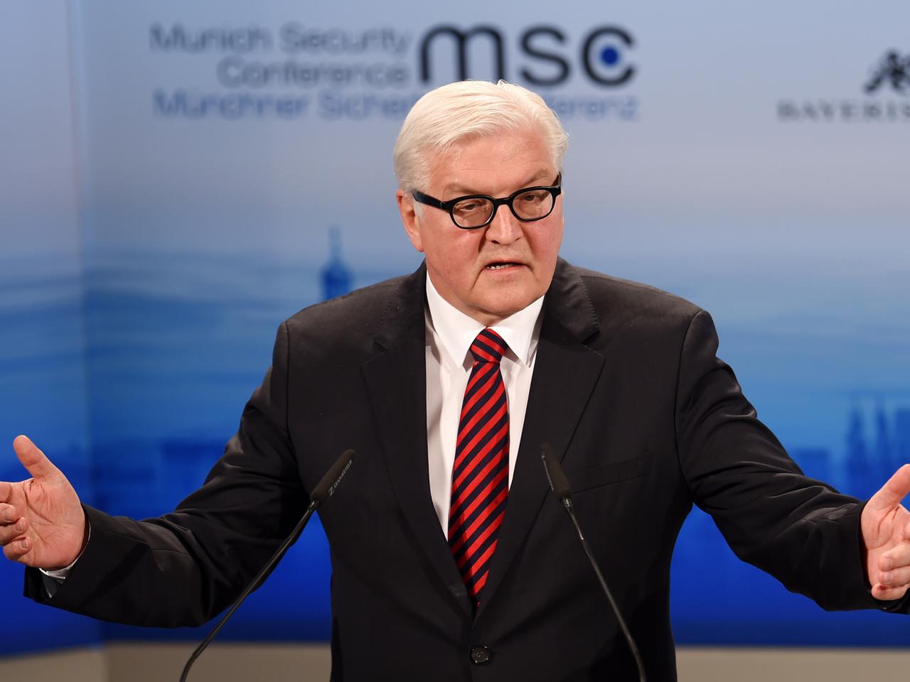 Frank-Walter Steinmeier bei seiner Rede in München. Frank-Walter Steinmeier bei seiner Rede in München.